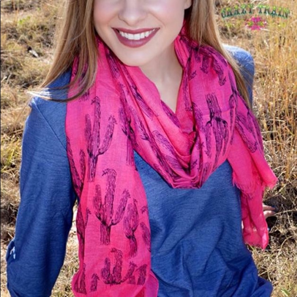 Crazy Train Hot Pink Cactus Scarf